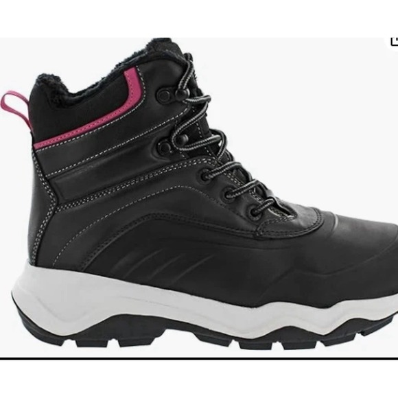 Khombu Women's Riley Outdoor Hiking Boots Black with Pink Accents Size 8 - Picture 2 of 5